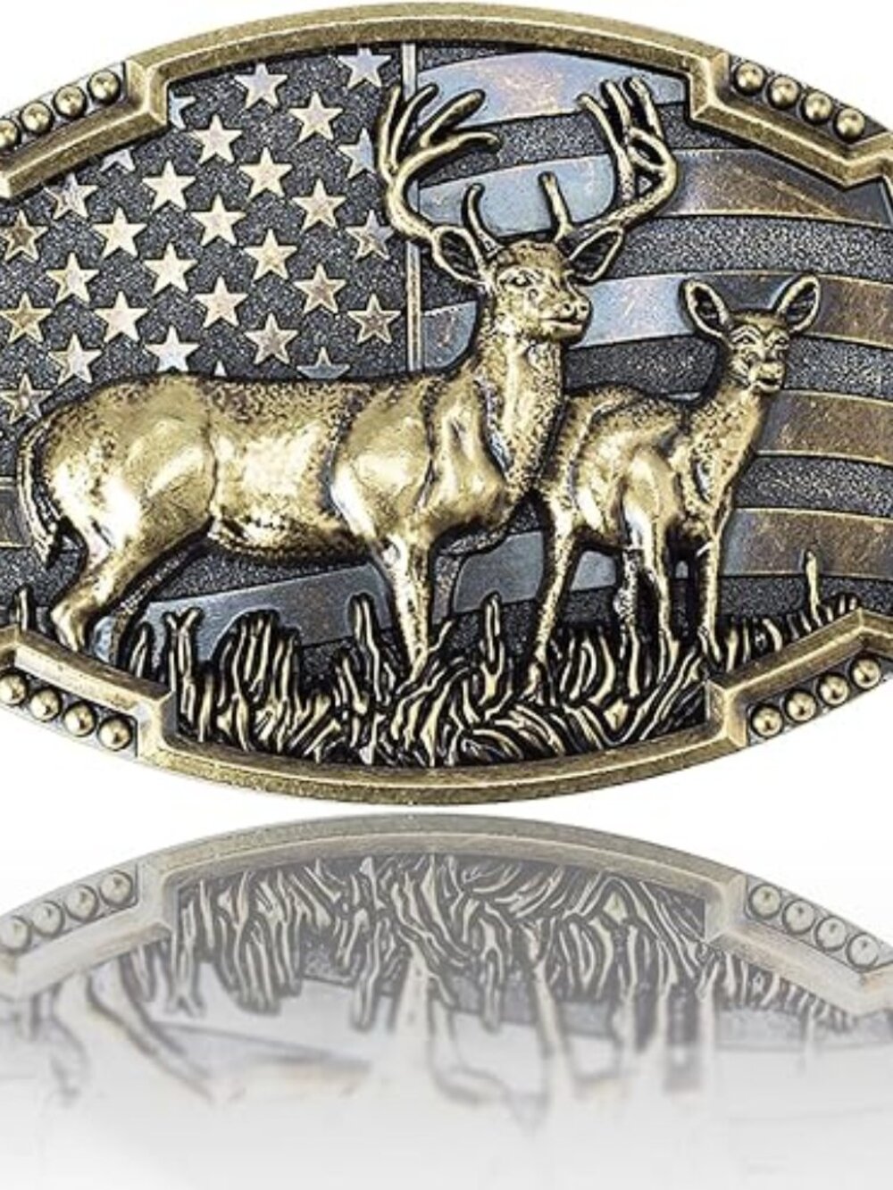 American Flag Belt Buckle with Deer NEW